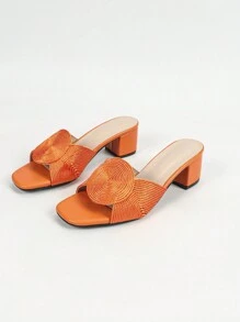 Sandal Wanita Terbaru dengan Tali, Hak Tebal atau Tipis, Warna Hitam, Perak, Oranye, Emas, Terlaris di Musim Panas - Jeruk - View 8