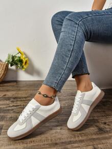 Giày thể thao cổ điển Unisex Retro Casual, giày trượt ván đa năng buộc dây mũi tròn - Màu Xám nhạt - Xem 5