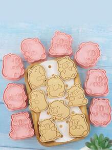 Juego de 8 moldes para galletas con diseño de Capibara de dibujos animados, molde de cortar galletas de mantequilla y masa quebrada en 3D, molde para hornear fondant - Multicolor - Ver 11