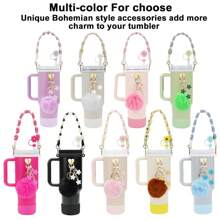 1 set di accessori per tazze, comprende manico per bottiglia d'acqua, custodia in silicone per tazza, coperchio in silicone per cannuccia, ciondoli per tazze da 40oz e 30oz