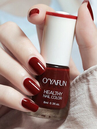 1瓶/8毫升哑光可撕指甲油，防水，无需烘烤，比凝胶指甲油更快，闪光UV指甲油，适合家庭美甲沙龙DIY，红色指甲油