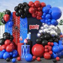 Set di 26 palloncini in lattice opaco da 10 e 12 pollici di colore rosso, nero, blu e glitter, adatto per decorazioni per feste di compleanno di uomini, cerimonie di laurea, allestimenti per feste super, regali di Capodanno, vari eventi indoor e all'aperto - Multicolore - Visualizzare 3