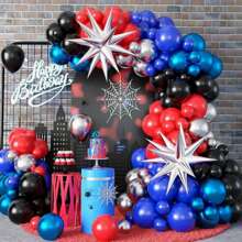 Set di 26 palloncini in lattice opaco da 10 e 12 pollici di colore rosso, nero, blu e glitter, adatto per decorazioni per feste di compleanno di uomini, cerimonie di laurea, allestimenti per feste super, regali di Capodanno, vari eventi indoor e all'aperto - Multicolore - Visualizzare 4