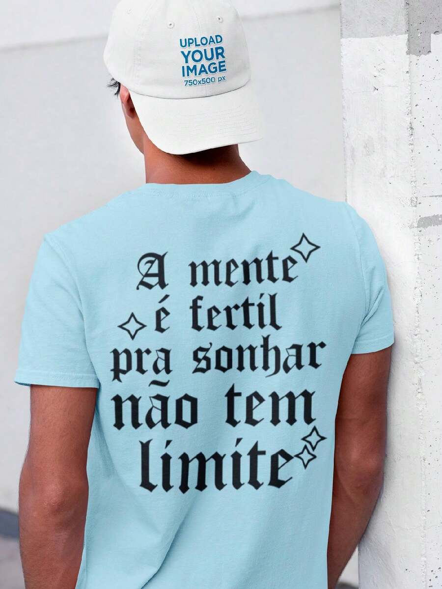 Men's T-Shirt 100% Premium Cotton The Mind Is Fertile To Dream There Is No Limit Streetwear Shirt - 淺藍色 - 查看 1