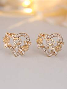 Tsnamer 1 对心形首字母耳钉，适合女孩女士，心形雕刻 26 个字母 A-Z 个性化名字花耳环，适合日常情人节母亲节珠宝生日礼物情人节、妈妈、母亲、母亲节、礼物 - 耳環 - 查看 27