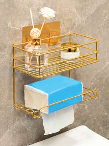 Hộp đựng khăn giấy treo tường phòng tắm sang trọng, giá treo khăn giấy, dụng cụ trang điểm, không cần khoan lỗ, trang trí phòng tắm, trang trí mùa thu - Vàng - Xem 5