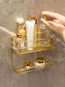 Hộp đựng khăn giấy treo tường phòng tắm sang trọng, giá treo khăn giấy, dụng cụ trang điểm, không cần khoan lỗ, trang trí phòng tắm, trang trí mùa thu - Vàng - Xem 4