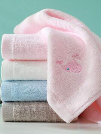 4pcs Cute Cartoon Animal & Car Embroidered Small Hand Towel, Absorbent & Quick Dry, Suitable For Bathroom, Kitchen, Holidays, Travel, School, Unisex,School,Back To School,Travel,Travel Essentials,Home Essentials,Towel,Skin Care