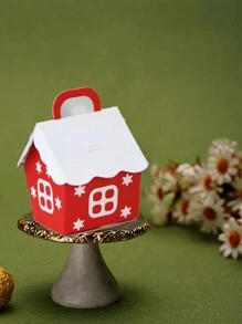 10 Peças Caixas de Presente de Casa Nevadas de Natal, Enfeites de Casa Vermelhos de Natal, Lembrancinhas Criativas Europeias de Festa de Natal, Caixas de Doces