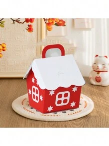10 Peças Caixas de Presente de Casa Nevadas de Natal, Enfeites de Casa Vermelhos de Natal, Lembrancinhas Criativas Europeias de Festa de Natal, Caixas de Doces