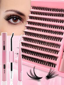 200 件 30D/40D/50D 戏剧性 C 卷曲 8-16MM 混合 DIY 睫毛延长套装 DIY 下睫毛睫毛书大容量柔软单独簇睫毛打造蓬松自然纤细 Y2k 蝴蝶元素粉色底卡居家造型持久 DIY 睫毛胶、DIY 胶水去除剂、DIY 睫毛镊子（下睫毛+50D） - 黑色 - 查看 2