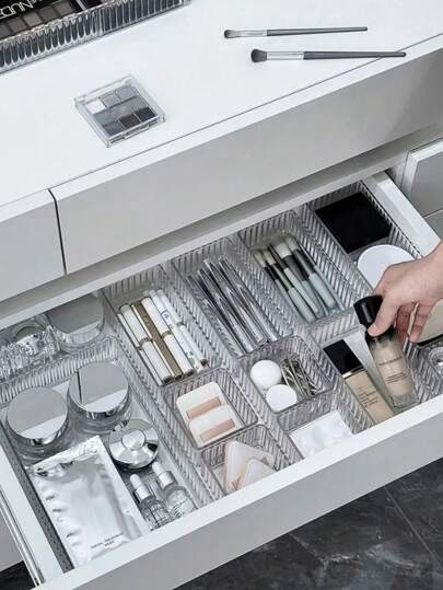 7pcs/Set Transparent Makeup Organizer Drawer Box, Makeup Display Rack, Makeup Tool Storage Box, Drawer Desktop Organizer, Drawer Type Makeup Storage Box,For Holiday Beach, Bathroom Collection, Bedroom Collection, Large Capacity