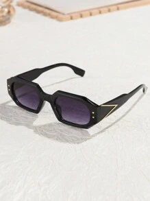 1 件女士和男士经典不对称多边形塑料时尚眼镜，复古铆钉设计，时尚户外运动度假海滩配件女士眼镜遮阳镜 - 彩色 - 查看 13