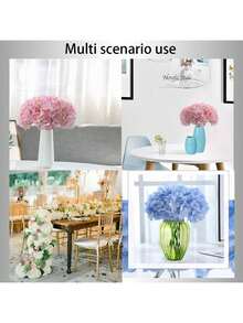 仿真花丝绣球，长约 18 厘米/英寸，带杆的人造花头，适用于家庭婚礼装饰、节庆派对小饰品、圣诞装饰、家居装饰、房间装饰、花卉、装饰、节日装饰、植物、婚礼、婚礼装饰、客厅装饰、办公室装饰、卧室装饰 - 多色 - 查看 5