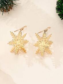 1 Cặp bông tai hình bông tuyết Giáng sinh thời trang đan chéo, thích hợp để đeo hàng ngày - Vàng - Xem 5