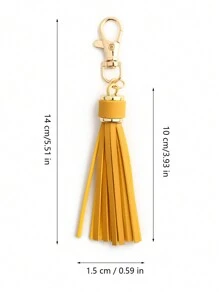 1pc New Fashionable Personalized Leather Tassel Metal Bag Charm Keychain, Suitable For Daily Wear, Bag Accessory, Car Key Chain Decor, Suitable As Gift For Family, Friends, Classmates, Couples, Birthday, Teachers, Souvenir - Multicolor - View 11