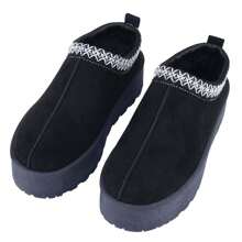 BELOVELY[SNOWBOOTS-14]Women's Cozy Slipper Flat Flip Flop With Laced Pattern | Spider Party Furry Plush Fuzzy - 黑色 - 查看 7