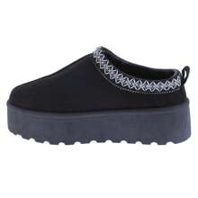 BELOVELY[SNOWBOOTS-14]Women's Cozy Slipper Flat Flip Flop With Laced Pattern | Spider Party Furry Plush Fuzzy - 黑色 - 查看 2