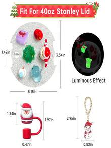 Novo 40OZ/30OZ Resina Micro Paisagem Criativa Natal Brilha-No-Escuro DIY Tampas de Copos Decorações 3D Bonito Tampa Conjunto de Tampão de Poeira Garrafa de Água - Multicolorido - Ver 6