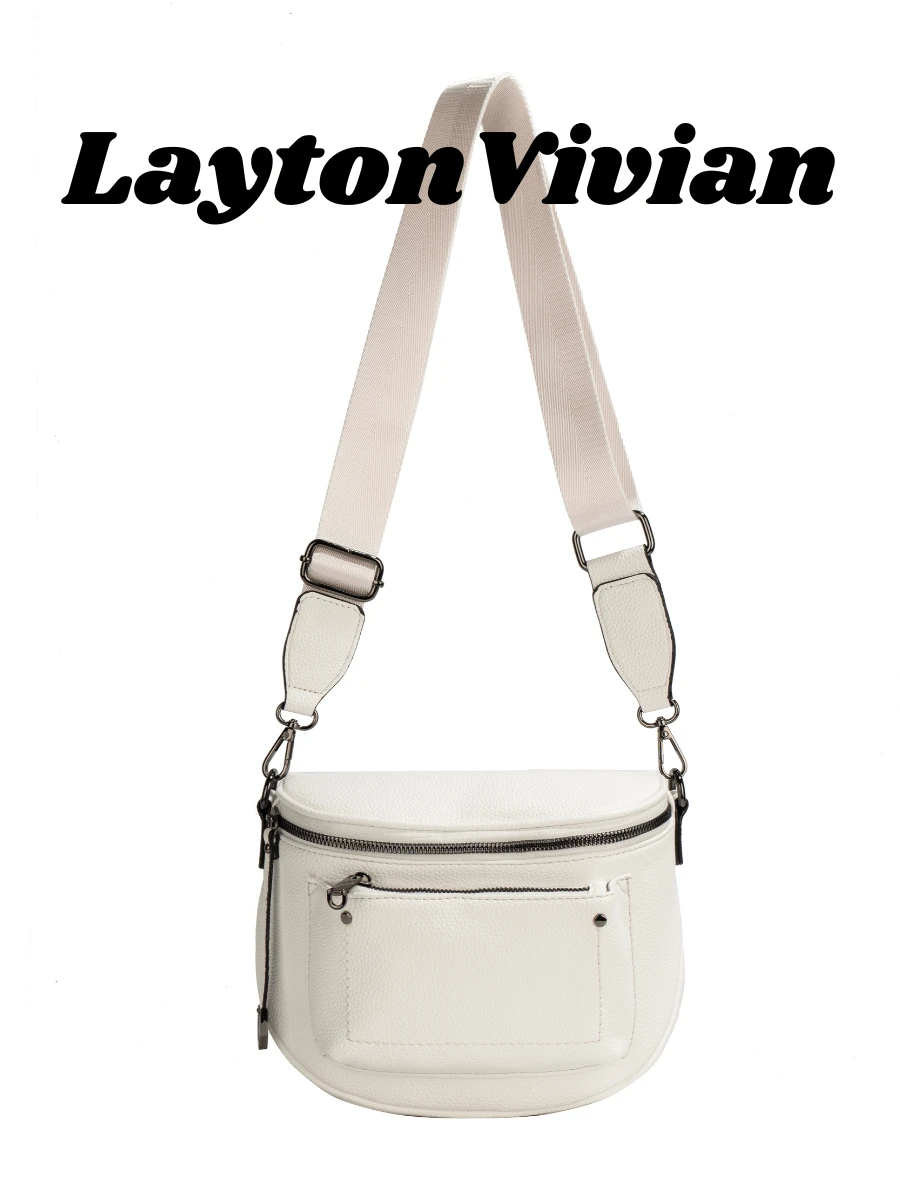 Laytonvivian Simple Minimalist Women's Shoulder Bag With Extra Front Pocket - 白色 - 查看 1