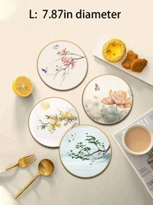 Heat Insulation Pad Waterproof Oil-Proof Round Placemat Coaster Bowl Plate Mat Anti-Scald Round Absorbent Dining Table Mat High-End Zen Chinese Style Tabletop Tea Coffee Mat Kitchen Draining Mat