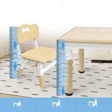 Froadp Kids Seat Set ABS Plastic Adjustable Height Activity Table And 4 Chairs Max Load 100kg For Learning Drawing Eating - Beige - View 4