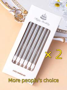 6件/12件生日快乐字母蜡烛，蛋糕蜡烛，生日蜡烛套装，派对用品，蛋糕装饰，镀金，生日蜡烛，生日快乐蜡烛，蛋糕装饰，蛋糕顶部装饰，生日派对用品，烘焙装饰，送男朋友，送女朋友，送父母，派对装饰用品，蛋糕装饰蜡烛。生日派对，派对，新年派对，返校节，情人节 - 銀色 - 查看 12