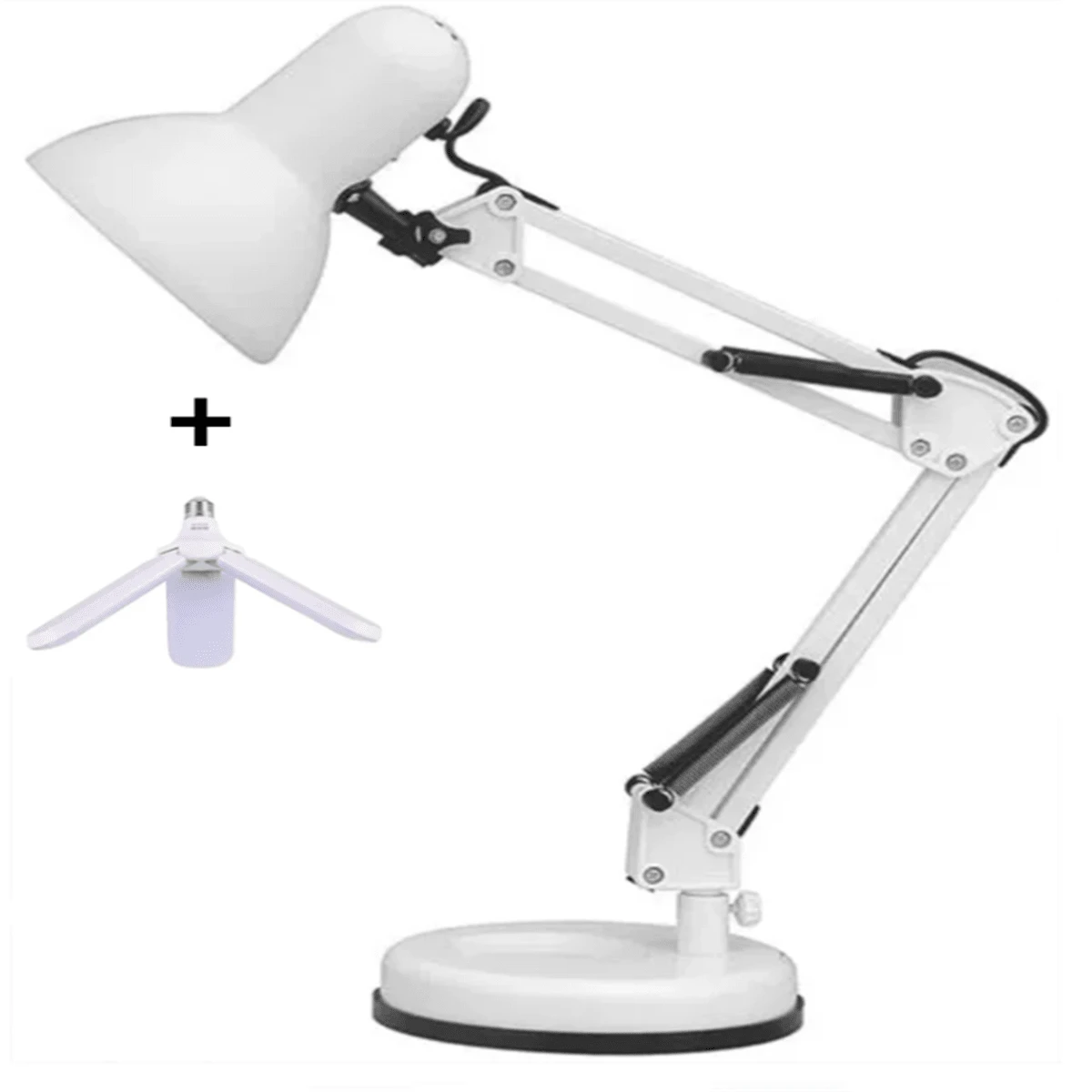 Articulated Table Lamp With Base And Claw 2 In 1 With 3-Petal Multifunctional Bulb - trắng - Xem 1