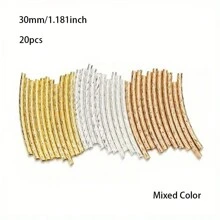 20 piezas de 30mm Tubos huecos texturizados y curvos con rosca, accesorios para joyería hecha a mano de collares y pulseras DIY