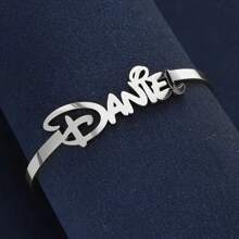 1 件金色银色个性化简约 DIY 定制名字开口手链手链感恩节圣诞节万圣节狂欢节（仅支持英文定制） - 彩色 - 查看 7