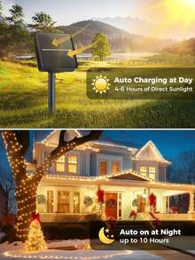 1 件 LED 太阳能灯串，户外花园装饰灯，防水铜线，适用于圣诞派对婚礼装饰，圣诞装饰户外圣诞灯卧室装饰派对装饰节日圣诞礼物感恩节圣诞树装饰饰品圣诞装饰圣诞节装饰圣诞树礼物装饰感恩节婚礼秋季装饰生日装饰礼品室内户外花园节日装饰万圣节装饰墙面装饰万圣节饰品 - 暖光 - 查看 6