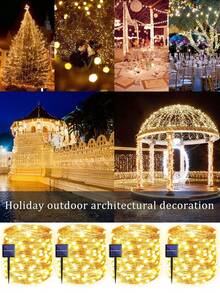 1 件 LED 太阳能灯串，户外花园装饰灯，防水铜线，适用于圣诞派对婚礼装饰，圣诞装饰户外圣诞灯卧室装饰派对装饰节日圣诞礼物感恩节圣诞树装饰饰品圣诞装饰圣诞节装饰圣诞树礼物装饰感恩节婚礼秋季装饰生日装饰礼品室内户外花园节日装饰万圣节装饰墙面装饰万圣节饰品 - 暖光 - 查看 4