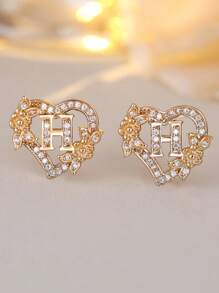 Tsnamer 1 对心形首字母耳钉，适合女孩女士，心形雕刻 26 个字母 A-Z 个性化名字花耳环，适合日常情人节母亲节珠宝生日礼物情人节、妈妈、母亲、母亲节、礼物 - 耳環 - 查看 16