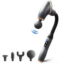 Multifunctional Massage Gun With Extendable Handle, Portable Back And Waist Massager With 4 Massage Heads, 3 Modes And 6 Speed Handheld Fascia Gun For Back, Waist, Arms, Legs - Great Christmas Gift For Family And Friends