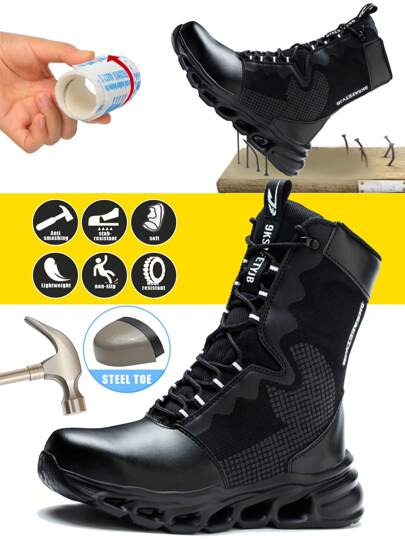 New Arrival Steel Toe Men's Combat Boots, Dirt-Proof And Dust-Resistant, Anti-Smashing And Puncture-Proof