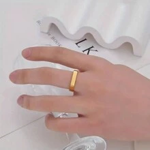1pc Titanium Steel Fashionable Minimalist Square Plain Ring, Accessory For Party, Suitable For Casual, Business, Gift For Anniversary, Wedding, Birthday, Unisex Elegant & Personalized Ring