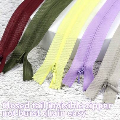 10 peças 3# zíperes de renda de náilon, zíperes invisíveis, zíperes fechados, adequados para vestidos e almofadas, várias cores e tamanhos disponíveis