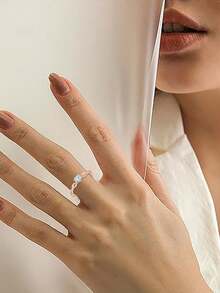 1 chiếc nhẫn đá tổng hợp hình trái tim thời trang, tượng trưng cho vẻ đẹp và sự ngọt ngào, quà tặng trang sức đính hôn/đám cưới - Hoa hồng vàng - Xem 7