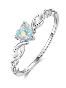 1 chiếc nhẫn đá tổng hợp hình trái tim thời trang, tượng trưng cho vẻ đẹp và sự ngọt ngào, quà tặng trang sức đính hôn/đám cưới - Hoa hồng vàng - Xem 5