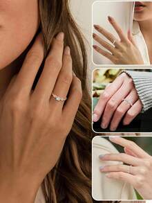 1 chiếc nhẫn đá tổng hợp hình trái tim thời trang, tượng trưng cho vẻ đẹp và sự ngọt ngào, quà tặng trang sức đính hôn/đám cưới - Hoa hồng vàng - Xem 10