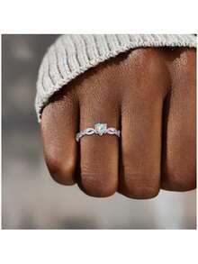 1 chiếc nhẫn đá tổng hợp hình trái tim thời trang, tượng trưng cho vẻ đẹp và sự ngọt ngào, quà tặng trang sức đính hôn/đám cưới - Hoa hồng vàng - Xem 9