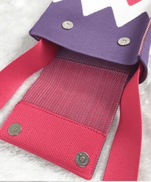 2Pcs/SET Women's Geometric Pattern Hook Needle Woven Mobile Phone Bag, Fashion Multi -Function Cross -Body Bag, Must Be Necessary For Portable Travel, Suitable For Placing Mobile Phones Or Other Small Items. - 紫紅+藍色 - 查看 4