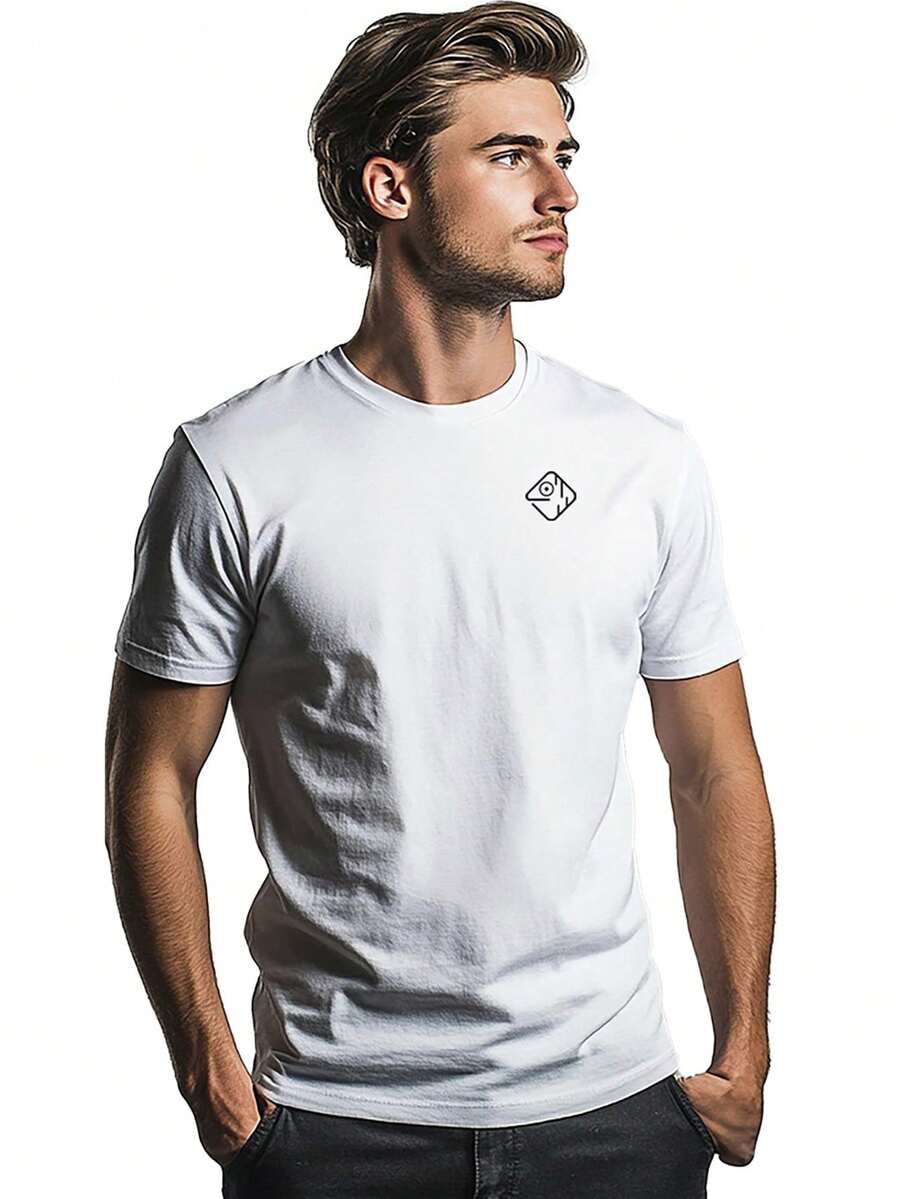 CamisetaUnissex Camisa Salamandra Casual Letra Carta Camisa Premium 100% Algodão - Branco - Visão 1