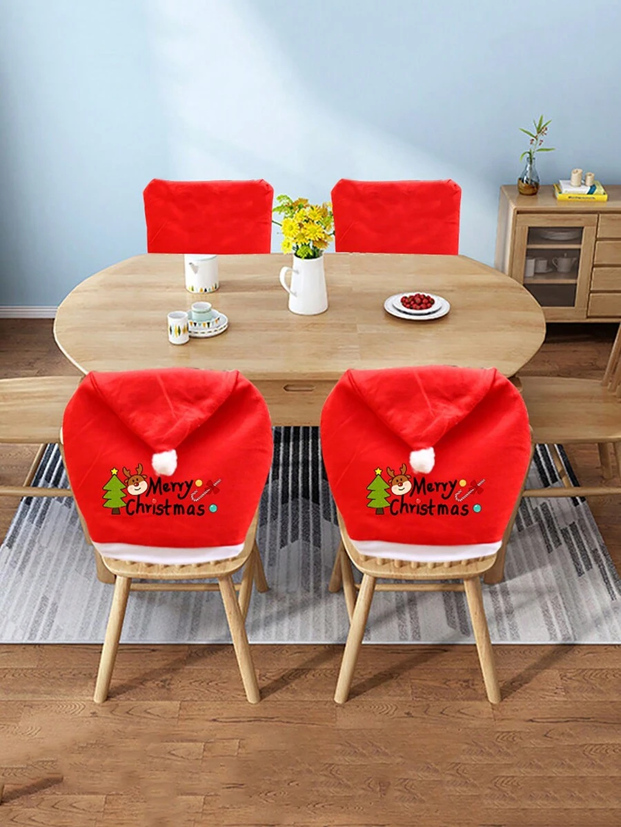 1 tấm bọc ghế họa tiết chữ "Merry Christmas", trang trí ghế bàn ăn Giáng sinh làm quà tặng tuyệt vời nhất - Nhiều màu - Xem 1