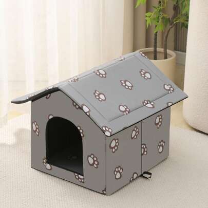 1 pieza Casa para mascotas (perros y gatos) a prueba de agua y cálida, con estructura removible y gruesa para mascotas medianas y pequeñas, Villa para mascotas