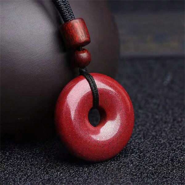 1pc Natural Cinnabar Lock Pendant, Unisex Fashion Charm Gift