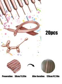 20pcs Metal Long Tube Magic Latex Balloons, DIY Animal Bouquet Creative Shape Latex Balloons For Wedding Birthday Party Decoration - 彩色 - 查看 13