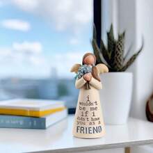 1 bức tượng và tác phẩm điêu khắc tình bạn bằng nhựa, quà tặng kỷ niệm, thiên thần hộ mệnh, đồ thủ công truyền cảm hứng vẽ tay, đồ trang trí bàn làm việc tại nhà, truyền cảm hứng cho mọi kích cỡ - Nhiều màu - Xem 3