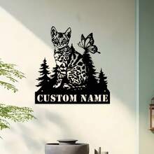 1pc Nghệ thuật treo tường bằng kim loại hình con dơi tùy chỉnh Biển tên con dơi Halloween Trang trí nhà Nghệ thuật treo tường bằng kim loại hình con mèo Bengal Nghệ thuật treo tường bằng kim loại cho vườn cây cảnh - màu đen - Xem 7
