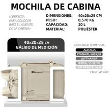 1990s 瑞安航空機艙背包 40x20x25 公分（20 公升）|飛機防水旅行背包 |耐用手提行李|適合健行、上學和工作的背包 |黑色/海軍藍/灰色/粉紅色 - 米色 - 查看 3